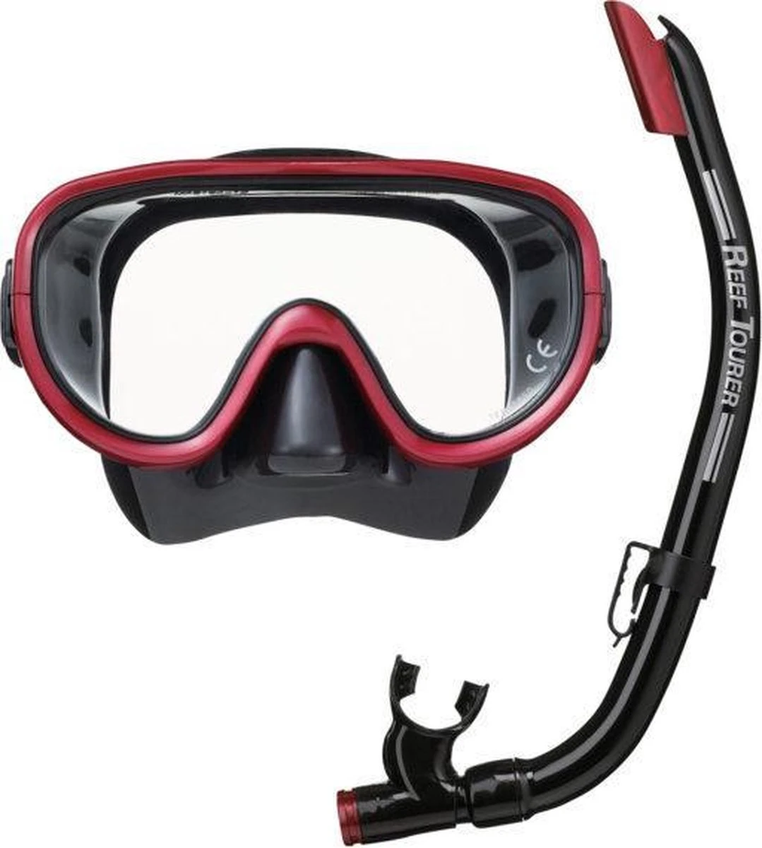 ReefTourer Snorkelmasker Duikbril Snorkelset RC-0105-zwart/rood 3 ReefTourer Snorkelmasker Duikbril Snorkelset RC-0105-zwart/rood