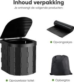 KNGZ Outdoor Gear – Camping Toilet – Nieuw Model – Biologisch Afbreekbare Zakjes – Opvouwbare Camping Toilet Met Deksel – Camping Toilet Hoge Zit – Draagbare WC Emmer Volwassen – Draagbaar Mobiel Potje – Nachtemmer – Opvouwbaar Toilet – Kamperen -Outdoor Kampeerwinkel 1087x1200