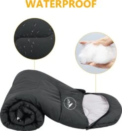 HikeMeister Mummy Slaapzak 1600 Gram - Kamperen - Zwart - Ca. 220 X 80 Cm - Met Binnenzak - Comfortzone: 0-15 Graden - Draagtas -Outdoor Kampeerwinkel 1119x1200
