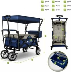 Tresko- Bolderkar, Grijs, Opvouwbaar, Met Dakje, Geschikt Tot 80 Kg - Bolderwagen - Kinderenvervoer - Bolderkarren - Tuinkar - Kinderwagen -Outdoor Kampeerwinkel 1176x1200 1