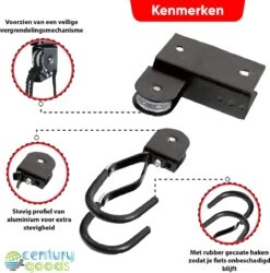 Century Goods Fietslift - Fietstakel - Fiets Ophangsysteem - Met Valbeveiliging | 60 Kg Draagkracht 14 Century Goods Fietslift - Fietstakel - Fiets Ophangsysteem - Met Valbeveiliging | 60 Kg Draagkracht -Outdoor Kampeerwinkel 1185x1200 3