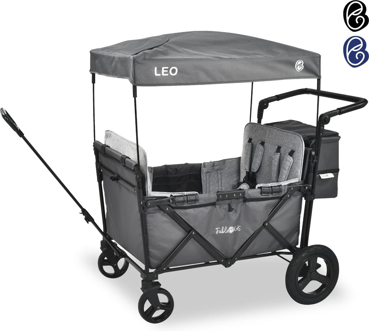 FableKids LEO X4Plus Opvouwbare Wagen Met Dak Fossil Grey 3 FableKids LEO X4Plus Opvouwbare Wagen Met Dak Fossil Grey