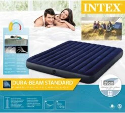 Intex Luchtbedset Intex Luchtbed - 2-Persoons - 183 X 203 X 25 Cm - Blauw + Intex Elektrische Pomp - 650 Liter/min + Hoeslaken Wit + Reparatieset -Outdoor Kampeerwinkel 1200x1084 1