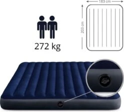 Intex Luchtbedset Intex Luchtbed - 2-Persoons - 183 X 203 X 25 Cm - Blauw + Intex Elektrische Pomp - 650 Liter/min + Hoeslaken Wit + Reparatieset -Outdoor Kampeerwinkel 1200x1089 1
