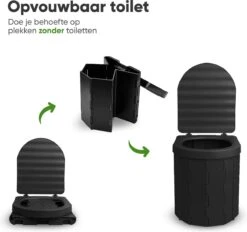 KNGZ Outdoor Gear – Camping Toilet – Nieuw Model – Biologisch Afbreekbare Zakjes – Opvouwbare Camping Toilet Met Deksel – Camping Toilet Hoge Zit – Draagbare WC Emmer Volwassen – Draagbaar Mobiel Potje – Nachtemmer – Opvouwbaar Toilet – Kamperen -Outdoor Kampeerwinkel 1200x1125