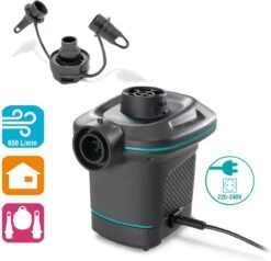 Intex Luchtbedset Intex Luchtbed - 2-Persoons - 183 X 203 X 25 Cm - Blauw + Intex Elektrische Pomp - 650 Liter/min + Hoeslaken Wit + Reparatieset -Outdoor Kampeerwinkel 1200x1155 2