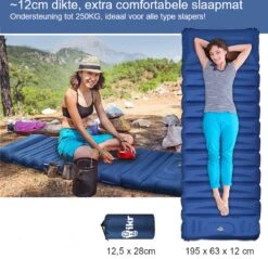 Hikr® Slaapmat 10cm+ Dikte - Comfortabel Luchtmatras - Zelfopblazend Met De Voet - TPU+40D Nylon - Slaapmatje Eenpersoons En Uit Te Breiden Tot Tweepersoons - Slaapmat Met Ingebouwde Pomp -Outdoor Kampeerwinkel 1200x1159