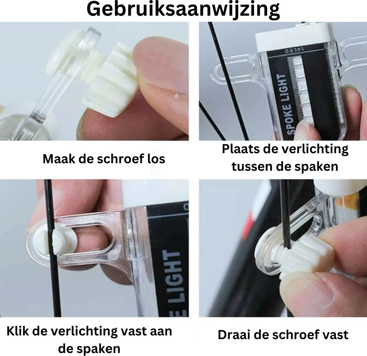 Spaakverlichting- Spaakverlichting Met Bewegingssenor- Spaakverlichting Kinderfiets- LED Voor Wiel- Waterdicht- 32 Verschillende Patronen- Makkelijk Te Installeren 10 Spaakverlichting- Spaakverlichting Met Bewegingssenor- Spaakverlichting Kinderfiets- LED Voor Wiel- Waterdicht- 32 Verschillende Patronen- Makkelijk Te Installeren - Afbeelding 8