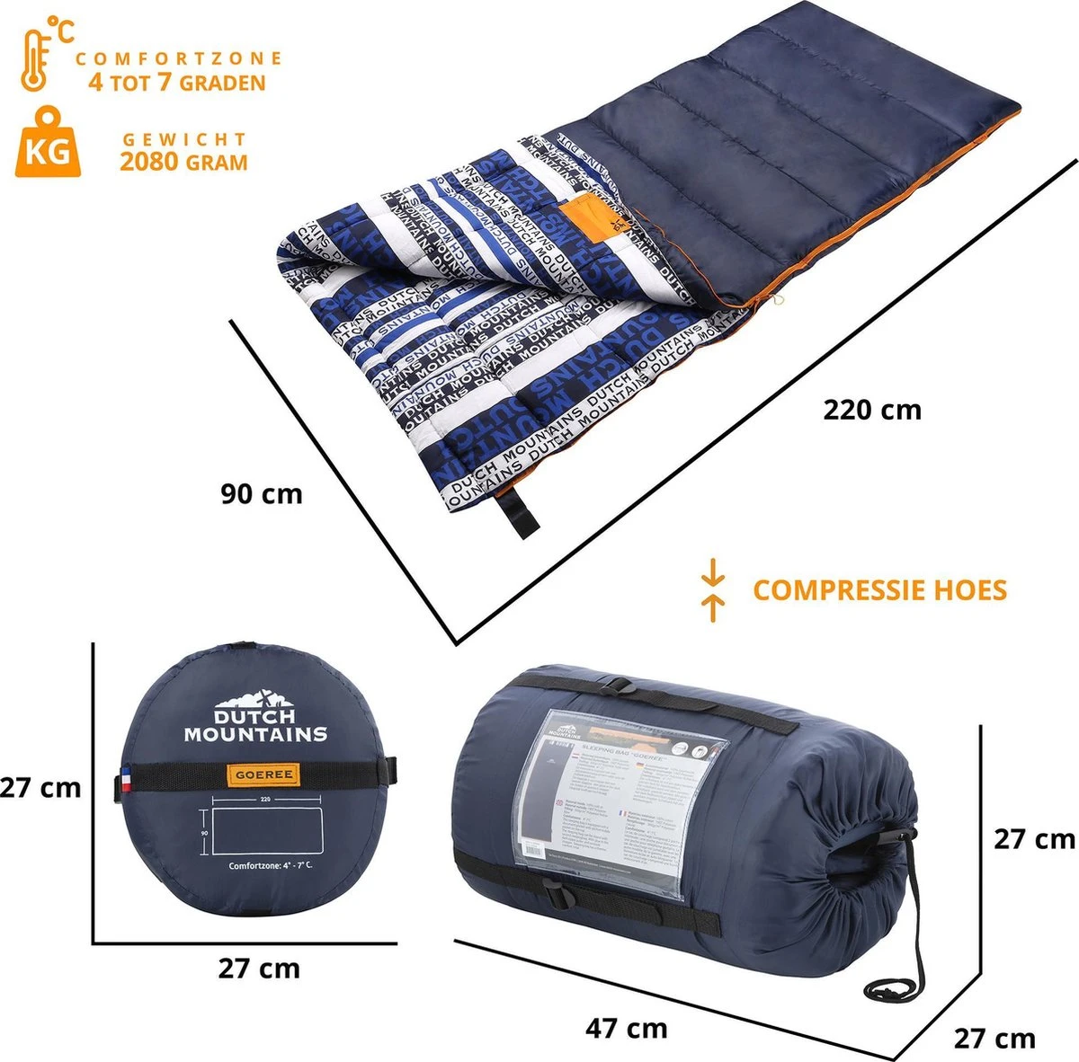Dutch Mountains Slaapzak Goeree XL - Kussen 25x15cm - 220x90cm Katoenen Slaapzak - Tochtstrip 6 Dutch Mountains Slaapzak Goeree XL - Kussen 25x15cm - 220x90cm Katoenen Slaapzak - Tochtstrip - Afbeelding 4
