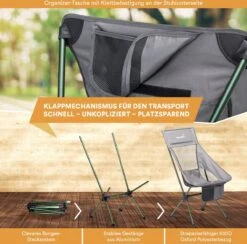 Skandika Campingstoel Compact SET – Campingstoelen – Campingstoel Tot 150 Kg Belastbaar - Kampeerstoel, Visstoel, Kleine Pakmaat, Opvouwbaar, Stabiel, Licht, Comfortabel Gepolsterd – Draagtas Meegeleverd – Vouwstoel – Kampeermeubelen – Grijs -Outdoor Kampeerwinkel 1200x1184 1