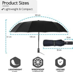 Beefree Automatische MONSTER Stormparaplu Met 16 Panelen Ø 104 Cm - Zwart -Outdoor Kampeerwinkel 1200x1186 5