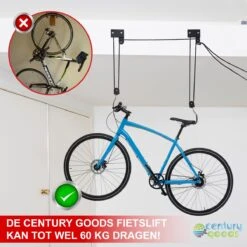 Century Goods Fietslift - Fietstakel - Fiets Ophangsysteem - Met Valbeveiliging | 60 Kg Draagkracht 10 Century Goods Fietslift - Fietstakel - Fiets Ophangsysteem - Met Valbeveiliging | 60 Kg Draagkracht -Outdoor Kampeerwinkel 1200x1198 6