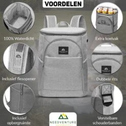 Needventure Koeltas - Lunchtas - Koelrugtas - Picknicktas - 20 Liter - Flessenhouder - Bieropener - Grijs 15 Needventure Koeltas - Lunchtas - Koelrugtas - Picknicktas - 20 Liter - Flessenhouder - Bieropener - Grijs -Outdoor Kampeerwinkel 1200x1200 164