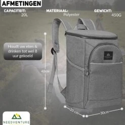 Needventure Koeltas - Lunchtas - Koelrugtas - Picknicktas - 20 Liter - Flessenhouder - Bieropener - Grijs 16 Needventure Koeltas - Lunchtas - Koelrugtas - Picknicktas - 20 Liter - Flessenhouder - Bieropener - Grijs -Outdoor Kampeerwinkel 1200x1200 165