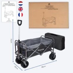 LifeGoods Bolderkar - Opvouwbaar - Tot 80KG - 94L - Wasbaar Polyester - 98x45cm - Zwart/Grijs -Outdoor Kampeerwinkel 1200x1200 191