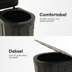 KNGZ Outdoor Gear – Camping Toilet – Nieuw Model – Biologisch Afbreekbare Zakjes – Opvouwbare Camping Toilet Met Deksel – Camping Toilet Hoge Zit – Draagbare WC Emmer Volwassen – Draagbaar Mobiel Potje – Nachtemmer – Opvouwbaar Toilet – Kamperen -Outdoor Kampeerwinkel 1200x1200 224