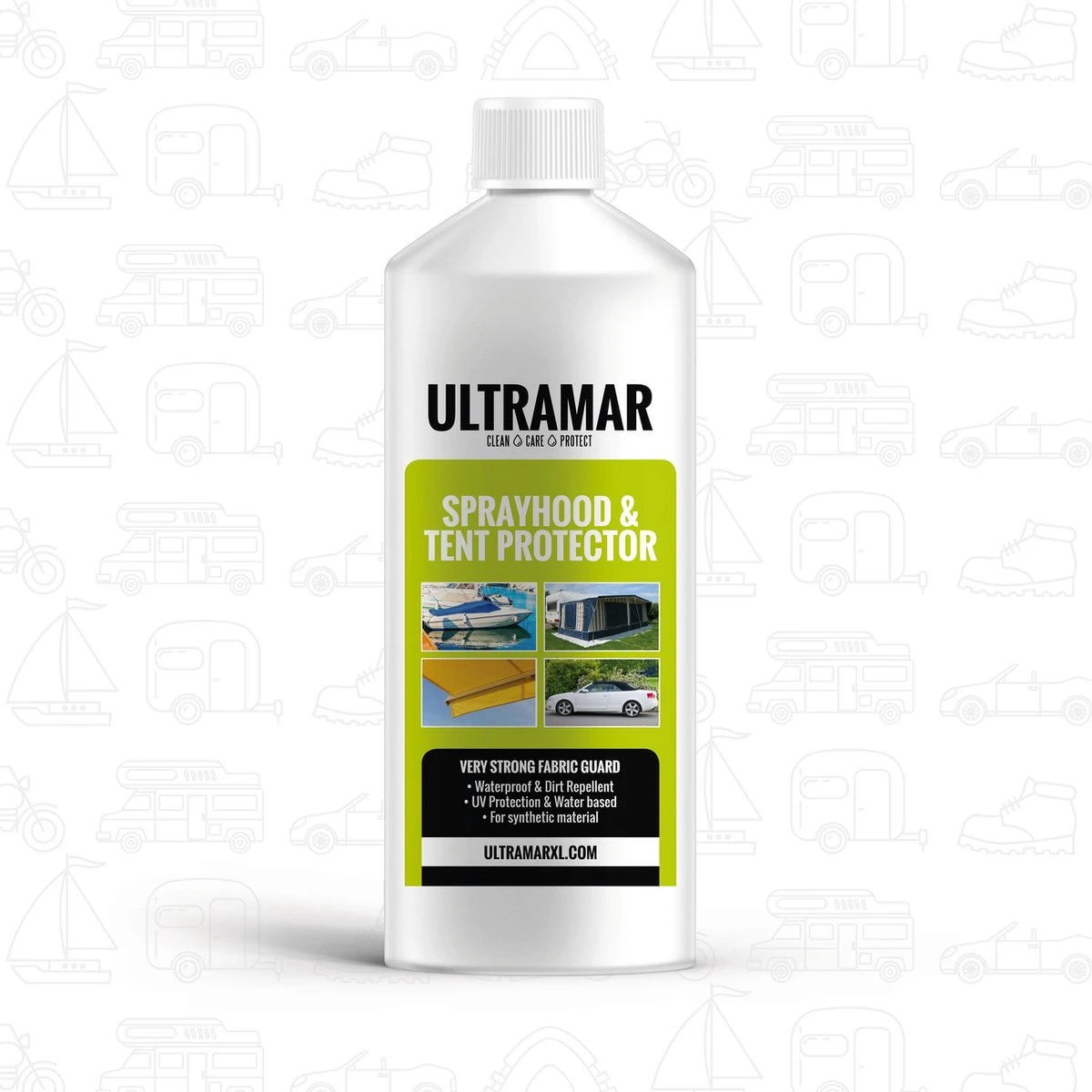Ultramar - Sprayhood & Tent Protector 1L - Impregneermiddel Voor Bootkap, Tent, Cabriodak - Maakt Waterdicht En Geeft Extra Bescherming 3 Ultramar - Sprayhood & Tent Protector 1L - Impregneermiddel Voor Bootkap, Tent, Cabriodak - Maakt Waterdicht En Geeft Extra Bescherming