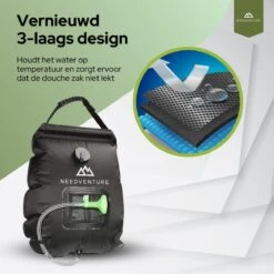 Needventure Solar Douche - Camping Douchezak - Buiten Douche - Tuindouche - Inclusief Thermometer - Waterzak Met Douchekop - 20L - Zwart 16 Needventure Solar Douche - Camping Douchezak - Buiten Douche - Tuindouche - Inclusief Thermometer - Waterzak Met Douchekop - 20L - Zwart -Outdoor Kampeerwinkel 1200x1200 308