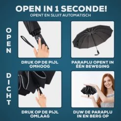 Stormparaplu - Opvouwbaar - 105 CM - Paraplu - Automatisch In En Uit Klapbaar - Stormbestendig Tot 140 Km/h - Luxe Beschermhoes -Outdoor Kampeerwinkel 1200x1200 371