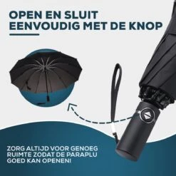 Stormparaplu - Opvouwbaar - 105 CM - Paraplu - Automatisch In En Uit Klapbaar - Stormbestendig Tot 140 Km/h - Luxe Beschermhoes -Outdoor Kampeerwinkel 1200x1200 372