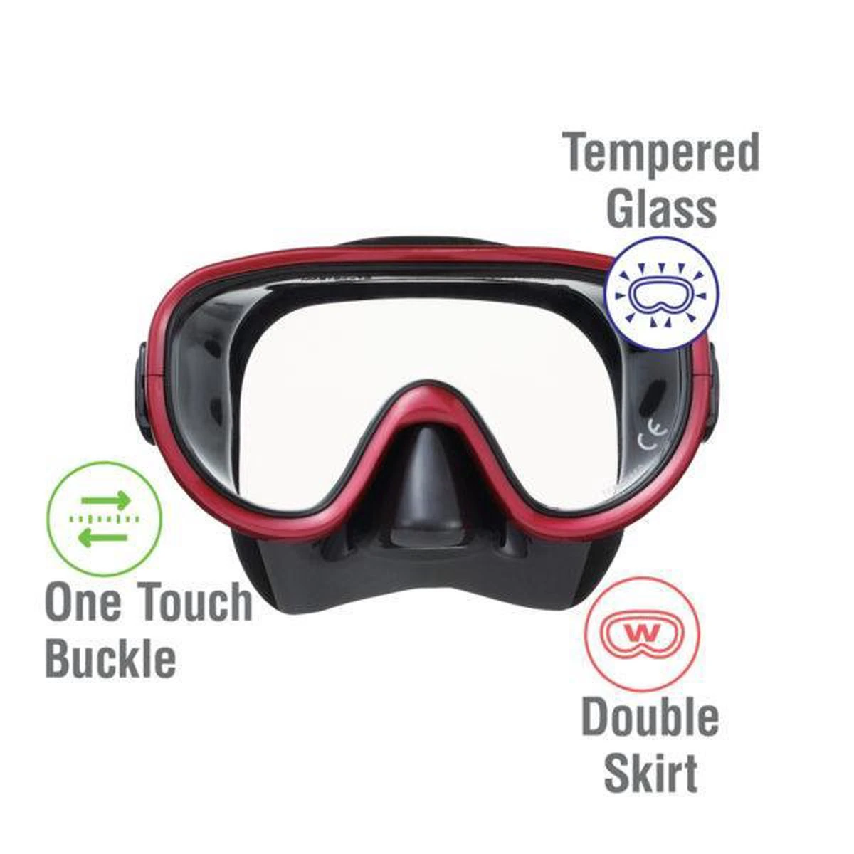 ReefTourer Snorkelmasker Duikbril Snorkelset RC-0105-zwart/rood 4 ReefTourer Snorkelmasker Duikbril Snorkelset RC-0105-zwart/rood - Afbeelding 2