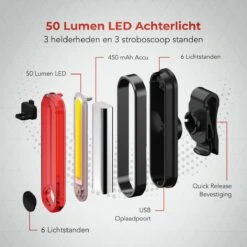 LifeGoods LED Fietsverlichting Set - Voorlicht En Achterlicht - USB Oplaadbaar - Zwart -Outdoor Kampeerwinkel 1200x1200 479
