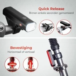 LifeGoods LED Fietsverlichting Set - Voorlicht En Achterlicht - USB Oplaadbaar - Zwart -Outdoor Kampeerwinkel 1200x1200 480