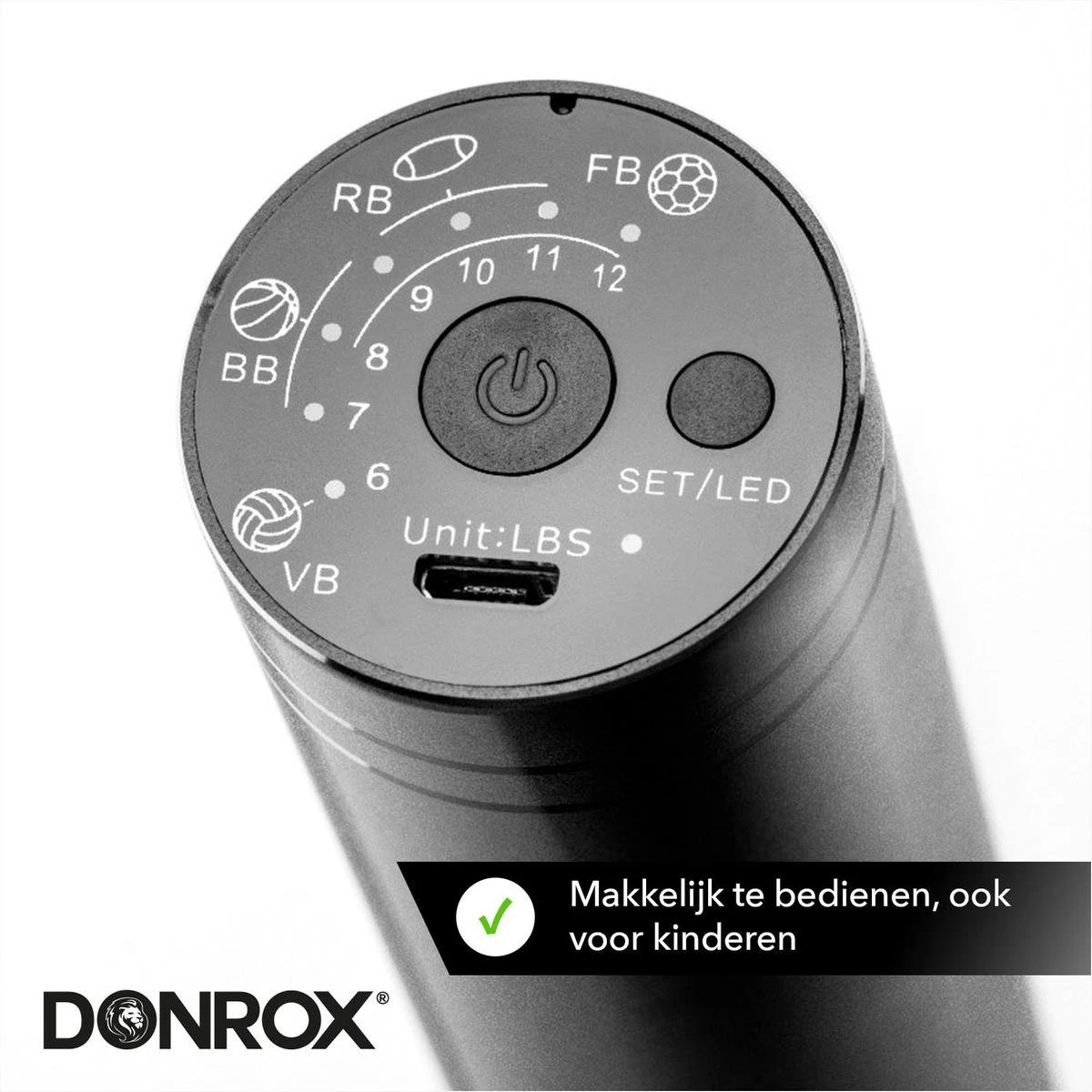 Donrox Play B211 Elektrische Ballenpomp - Voetbalpomp Inclusief Naalden - Oplaadbaar - Autostop 5 Donrox Play B211 Elektrische Ballenpomp - Voetbalpomp Inclusief Naalden - Oplaadbaar - Autostop - Afbeelding 3