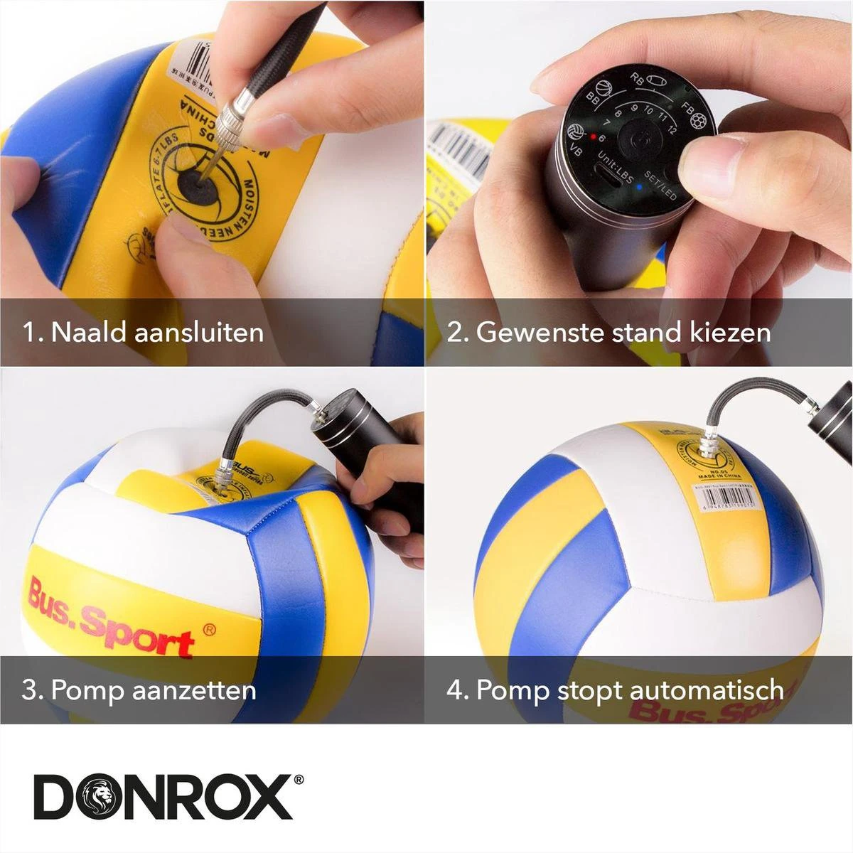 Donrox Play B211 Elektrische Ballenpomp - Voetbalpomp Inclusief Naalden - Oplaadbaar - Autostop 9 Donrox Play B211 Elektrische Ballenpomp - Voetbalpomp Inclusief Naalden - Oplaadbaar - Autostop - Afbeelding 7