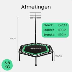 Zonovi Fitness Trampoline 250 Kilo – Mini Trampoline – Kleine Trampoline – Sport Trampoline – Met Elastieken – Zwart – Groen – 106 Cm – 42 Inch. -Outdoor Kampeerwinkel 1200x1200 521