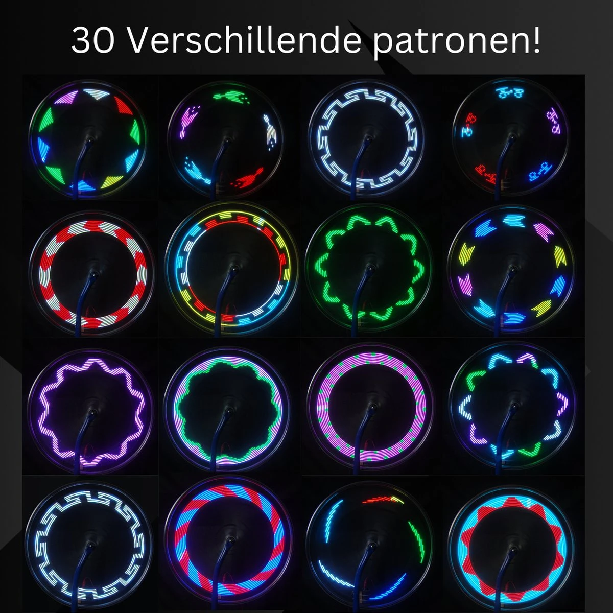 Spaakverlichting- Spaakverlichting Met Bewegingssenor- Spaakverlichting Kinderfiets- LED Voor Wiel- Waterdicht- 32 Verschillende Patronen- Makkelijk Te Installeren 5 Spaakverlichting- Spaakverlichting Met Bewegingssenor- Spaakverlichting Kinderfiets- LED Voor Wiel- Waterdicht- 32 Verschillende Patronen- Makkelijk Te Installeren - Afbeelding 3