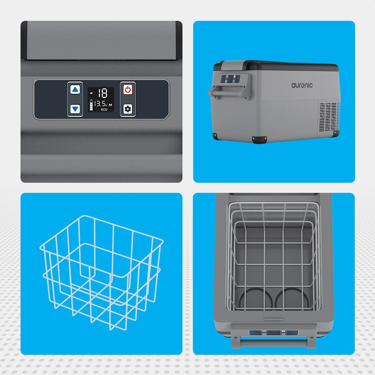 Auronic Elektrische Koelbox - 30.4L - Compressor - 12V En 240V - Grijs 7 Auronic Elektrische Koelbox - 30.4L - Compressor - 12V En 240V - Grijs - Afbeelding 5