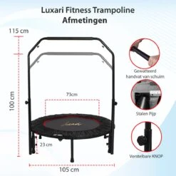 Luxari - Fitness Trampoline Pro - Inclusief Stang En Beschermhoes - 105 Cm Diameter - Opvouwbaar - Belastbaar Tot 150 Kg - Hometrainer - Fitness Trampoline 13 Luxari - Fitness Trampoline Pro - Inclusief Stang En Beschermhoes - 105 Cm Diameter - Opvouwbaar - Belastbaar Tot 150 Kg - Hometrainer - Fitness Trampoline -Outdoor Kampeerwinkel 1200x1200 611