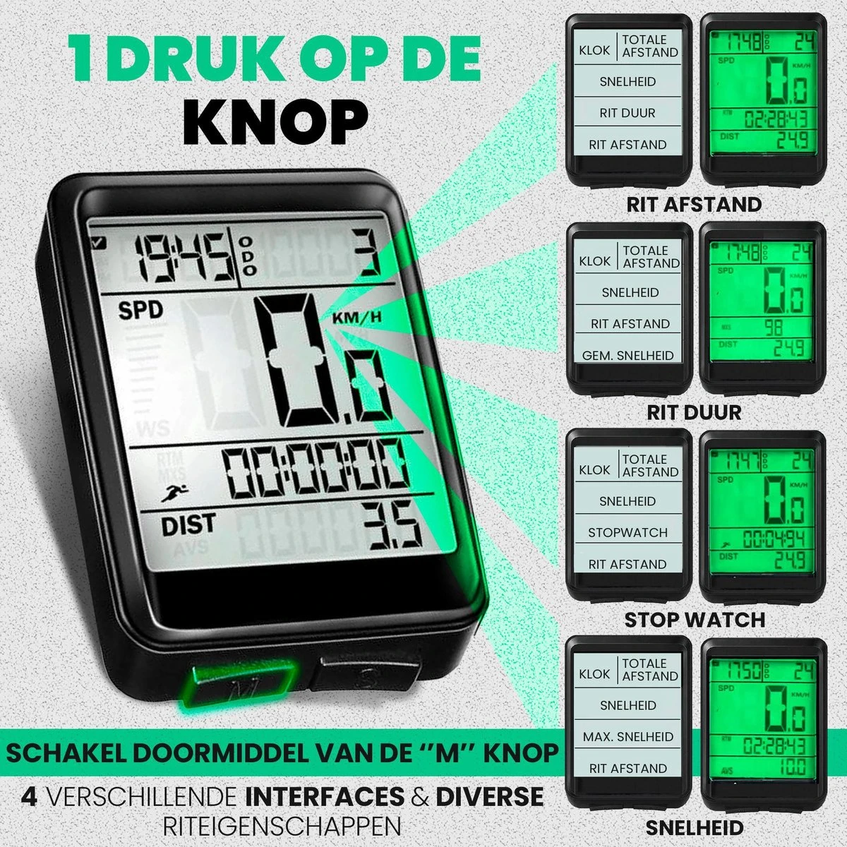 Strex Draadloze Fietscomputer - 17 Functies - Extra Groot Scherm - Draadloze Fiets Computer Draadloos Waterdicht - NL Handleiding 5 Strex Draadloze Fietscomputer - 17 Functies - Extra Groot Scherm - Draadloze Fiets Computer Draadloos Waterdicht - NL Handleiding - Afbeelding 3