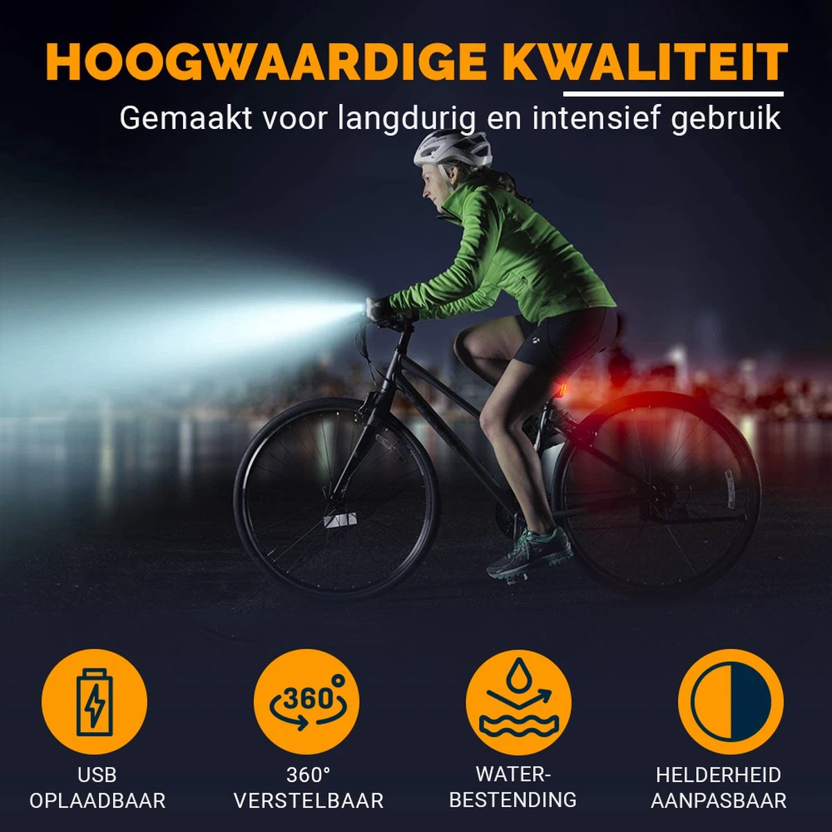 AXIMO Fietsverlichting 500 Lumen - Fietslamp USB Oplaadbaar LED - Voorlicht En Achterlicht - Fietslicht Set 4 AXIMO Fietsverlichting 500 Lumen - Fietslamp USB Oplaadbaar LED - Voorlicht En Achterlicht - Fietslicht Set - Afbeelding 2