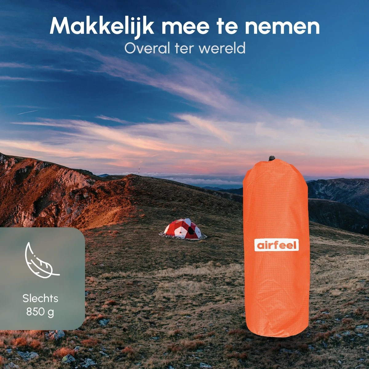 AirFeel Lichtgewicht Opsblaasbaar Slaapmatje - Ingebouwde Pomp En Kussen - 196 X 60 X 6 Cm - Orange 8 AirFeel Lichtgewicht Opsblaasbaar Slaapmatje - Ingebouwde Pomp En Kussen - 196 X 60 X 6 Cm - Orange - Afbeelding 6