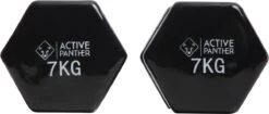 Active Panther Dumbbell Set 2 X 7 KG - 14 Kg Totaal - Vinyl - Zwart -Outdoor Kampeerwinkel 1200x509