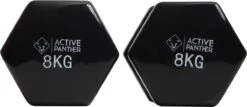 Active Panther Dumbbell Set 2 X 8 KG - 16 Kg Totaal - Vinyl - Zwart -Outdoor Kampeerwinkel 1200x518 2