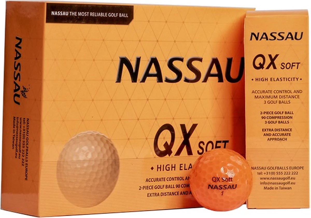 Nassau QX Soft - Golfballen - 12 Stuks - Oranje 3 Nassau QX Soft - Golfballen - 12 Stuks - Oranje