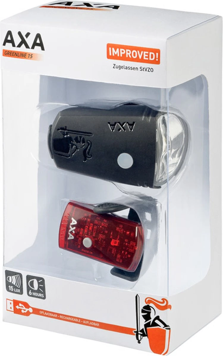 AXA Greenline 40 Lux - LED Fietslampjes Voor En Achter - Fietsverlichting USB Oplaadbaar 4 AXA Greenline 40 Lux - LED Fietslampjes Voor En Achter - Fietsverlichting USB Oplaadbaar - Afbeelding 2