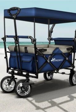 Tresko- Bolderkar, Grijs, Opvouwbaar, Met Dakje, Geschikt Tot 80 Kg - Bolderwagen - Kinderenvervoer - Bolderkarren - Tuinkar - Kinderwagen -Outdoor Kampeerwinkel 815x1200