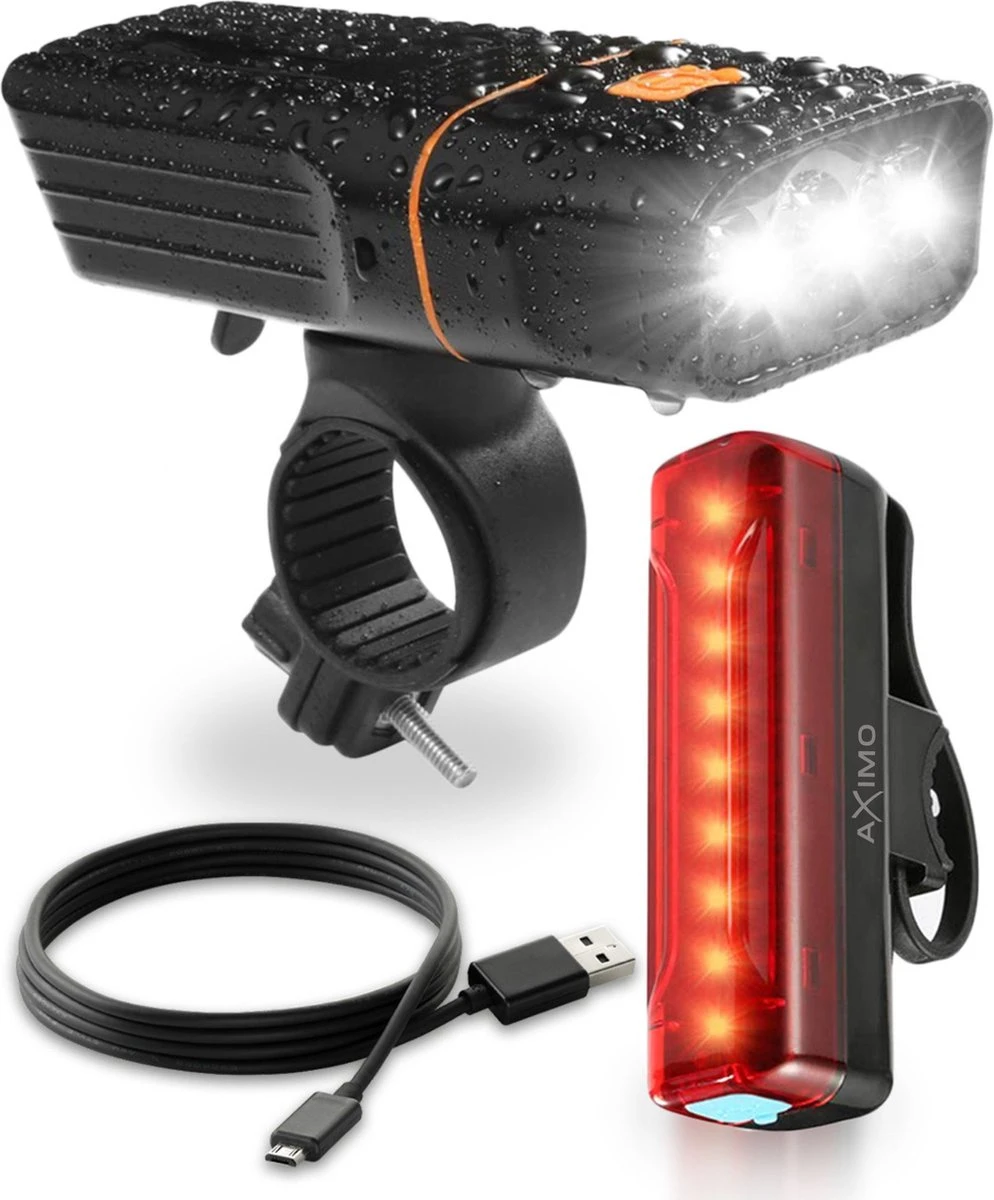 AXIMO Fietsverlichting 500 Lumen - Fietslamp USB Oplaadbaar LED - Voorlicht En Achterlicht - Fietslicht Set 3 AXIMO Fietsverlichting 500 Lumen - Fietslamp USB Oplaadbaar LED - Voorlicht En Achterlicht - Fietslicht Set